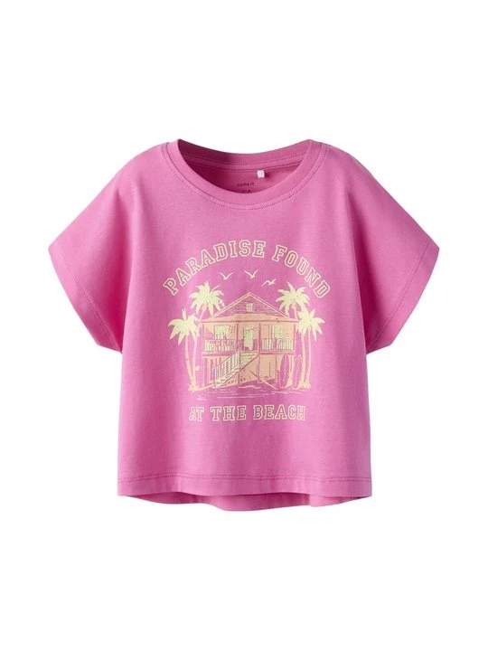 Zdjęcie produktu T-shirt z nadrukiem NAME IT jagodowy