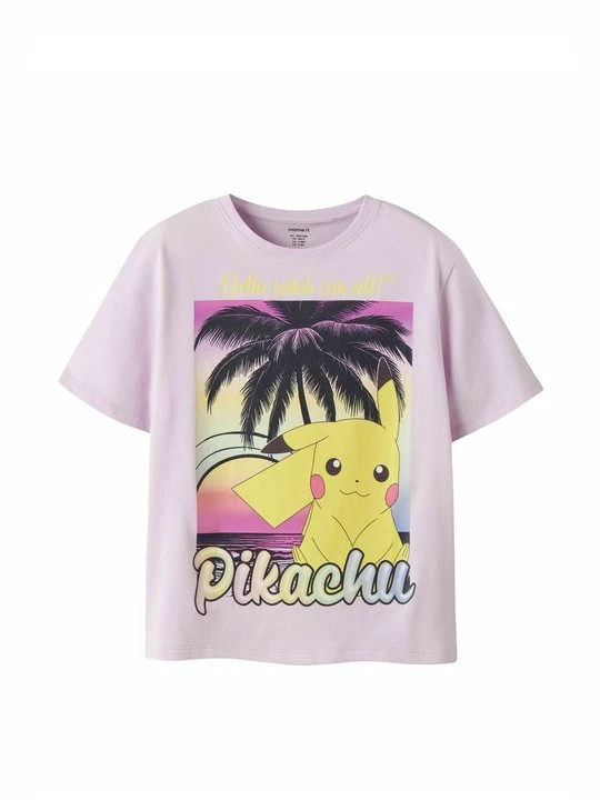 Zdjęcie produktu T-shirt z nadrukiem NAME IT liliowy melanż