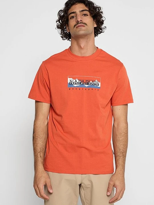 Zdjęcie produktu T-shirt z nadrukiem Napapijri pomarańczowy