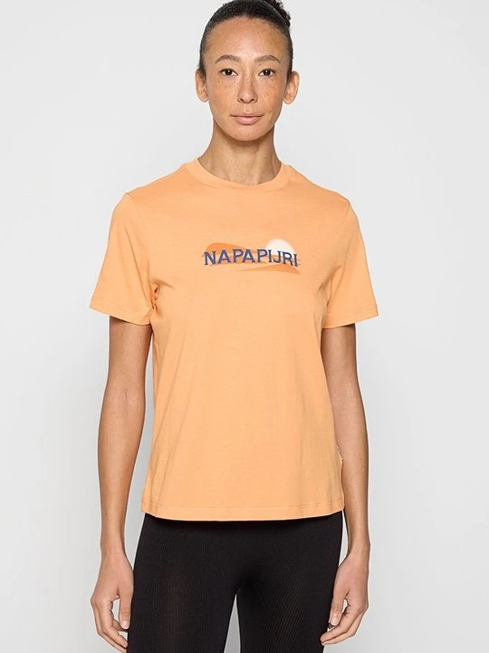 Zdjęcie produktu T-shirt z nadrukiem Napapijri pomarańczowy melanż