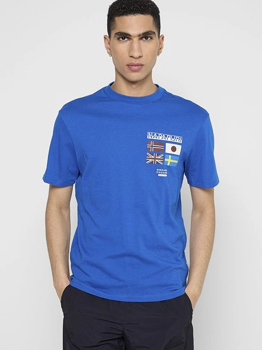 Zdjęcie produktu T-shirt z nadrukiem Napapijri niebieski