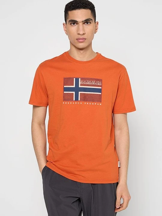 Zdjęcie produktu T-shirt z nadrukiem Napapijri pomarańczowy