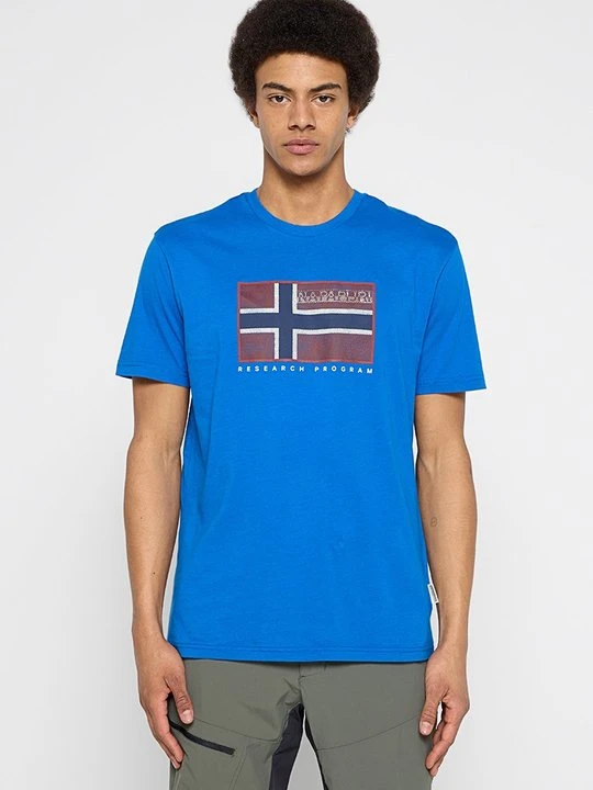 Zdjęcie produktu T-shirt z nadrukiem Napapijri niebieski