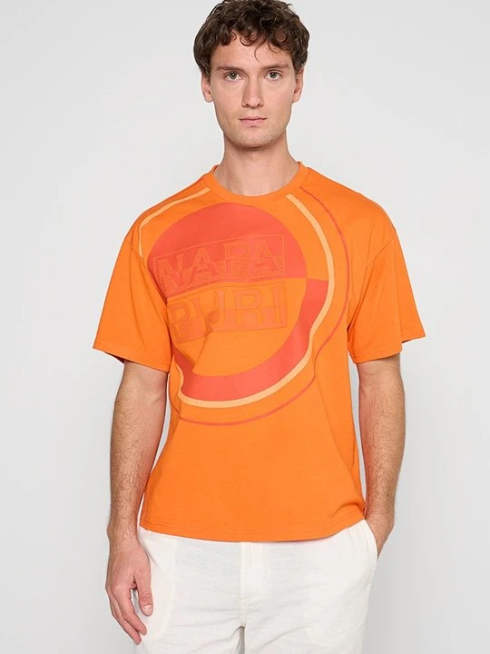 Zdjęcie produktu T-shirt z nadrukiem Napapijri pomarańczowy