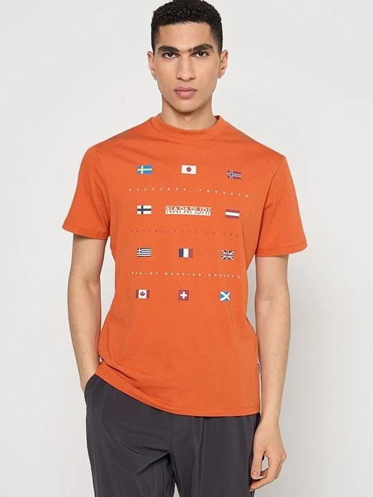Zdjęcie produktu T-shirt z nadrukiem Napapijri pomarańczowy
