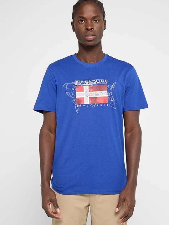Zdjęcie produktu T-shirt z nadrukiem Napapijri niebieski
