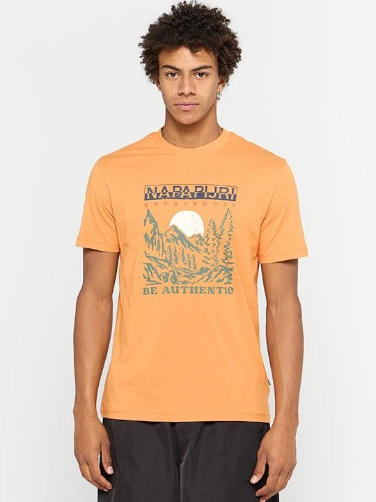 Zdjęcie produktu T-shirt z nadrukiem Napapijri pomarańczowy