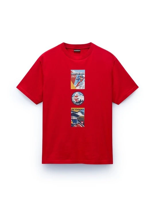 Zdjęcie produktu T-shirt z nadrukiem Napapijri czerwony