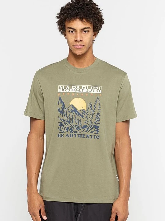 Zdjęcie produktu T-shirt z nadrukiem Napapijri zielony