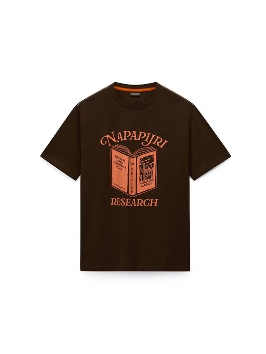 Zdjęcie produktu T-shirt z nadrukiem Napapijri ciemnobrązowy