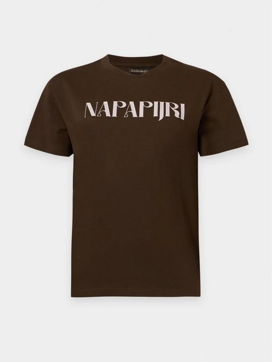 Zdjęcie produktu T-shirt z nadrukiem Napapijri ciemnobrązowy