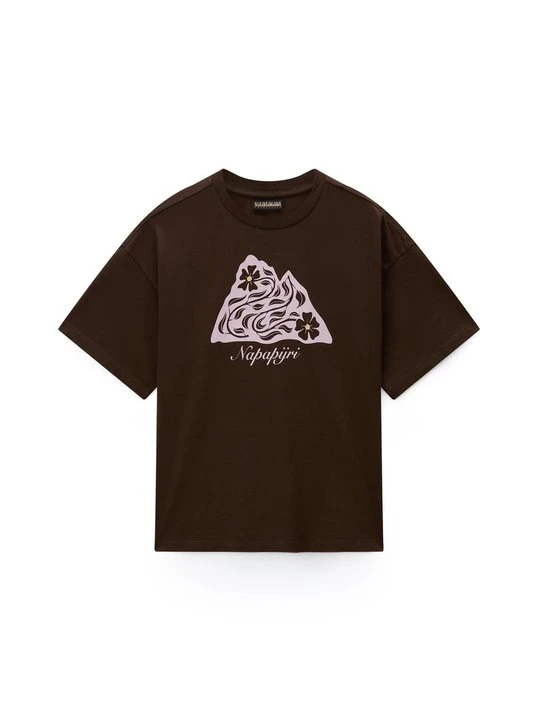 Zdjęcie produktu T-shirt z nadrukiem Napapijri ciemnobrązowy