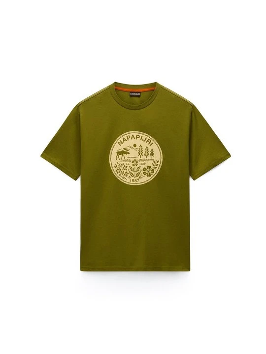 Zdjęcie produktu T-shirt z nadrukiem Napapijri zielony melanż