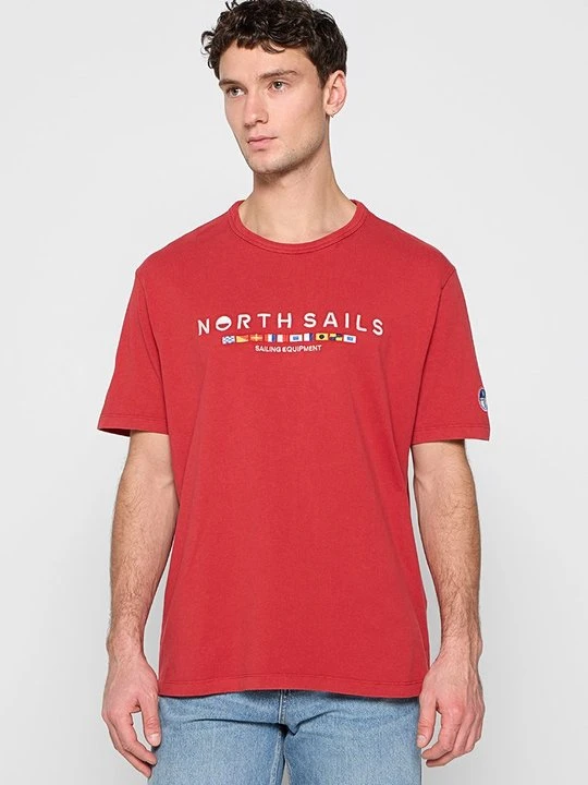 Zdjęcie produktu T-shirt z nadrukiem North Sails czerwony