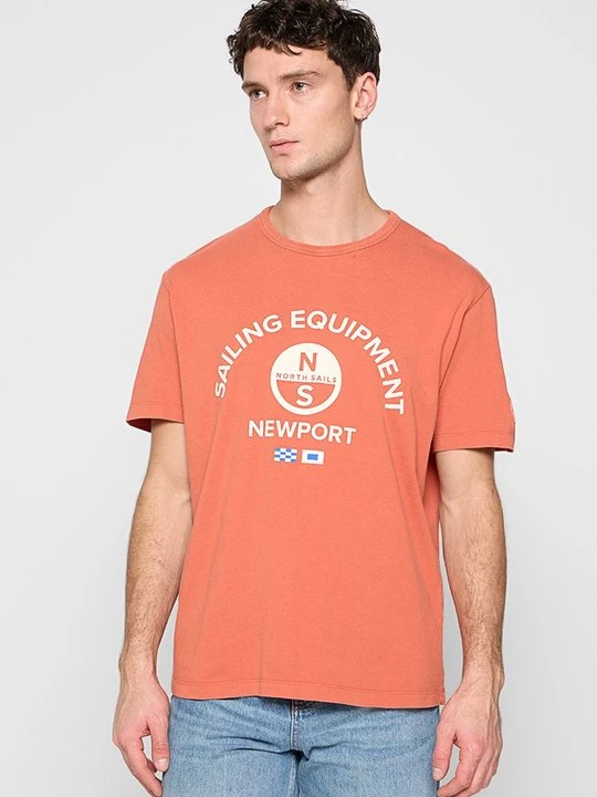 Zdjęcie produktu T-shirt z nadrukiem North Sails pomarańczowy