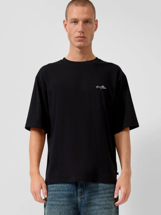 Zdjęcie produktu T-shirt z nadrukiem o luźnym kroju QS czarny