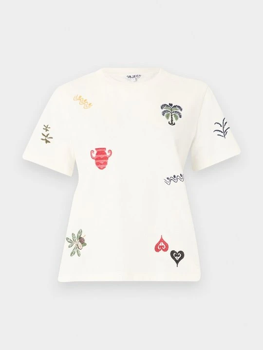 Zdjęcie produktu T-shirt z nadrukiem Object mleczny