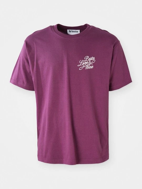 Zdjęcie produktu T-shirt z nadrukiem On Vacation fioletowy