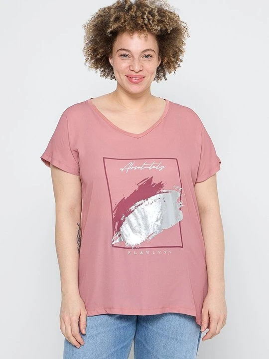 Zdjęcie produktu T-shirt z nadrukiem ONLY Carmakoma różowy