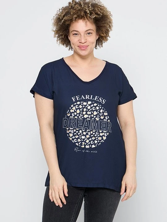 Zdjęcie produktu T-shirt z nadrukiem ONLY Carmakoma granatowy