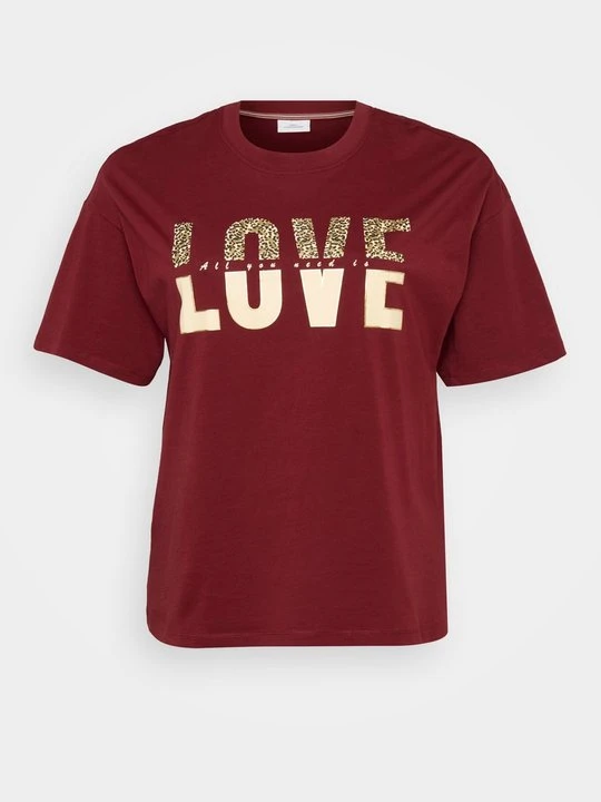 Zdjęcie produktu T-shirt z nadrukiem ONLY Carmakoma bordowy