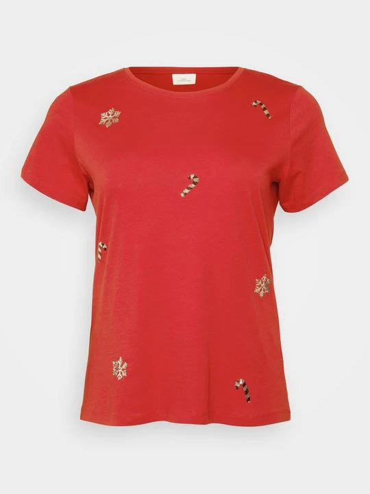 Zdjęcie produktu T-shirt z nadrukiem ONLY Carmakoma czerwony