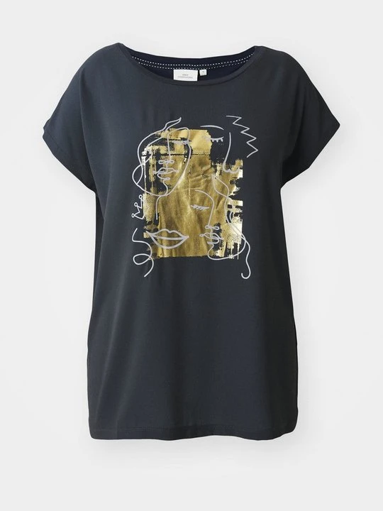 Zdjęcie produktu T-shirt z nadrukiem ONLY Carmakoma granatowy