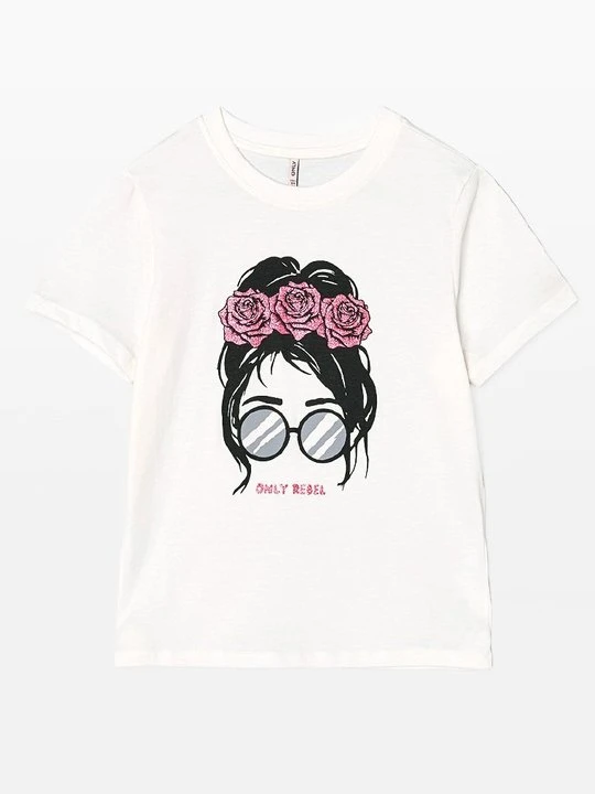 Zdjęcie produktu T-shirt z nadrukiem ONLY GIRLS mleczny