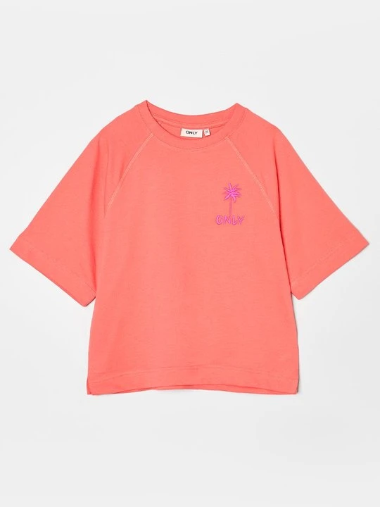 Zdjęcie produktu T-shirt z nadrukiem ONLY GIRLS koralowy