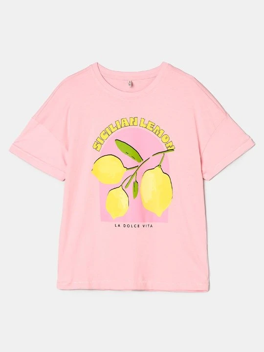 Zdjęcie produktu T-shirt z nadrukiem ONLY GIRLS różowy