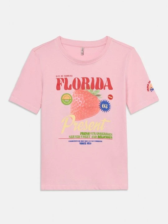 Zdjęcie produktu T-shirt z nadrukiem ONLY GIRLS jasnoróżowy