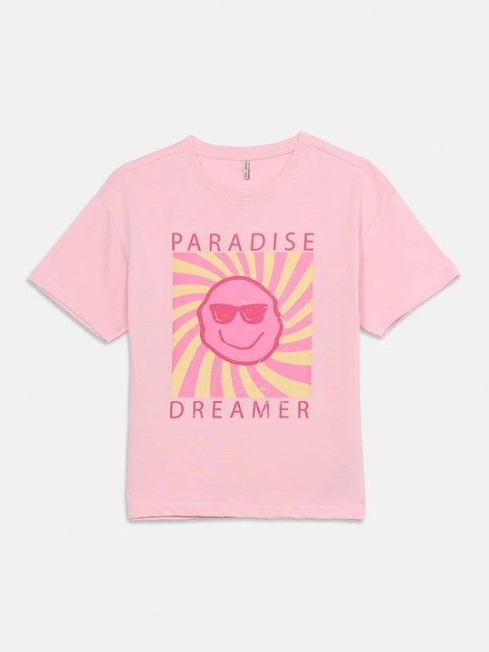 Zdjęcie produktu T-shirt z nadrukiem ONLY GIRLS różowy