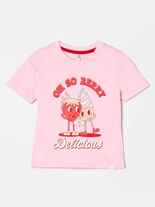 Zdjęcie produktu T-shirt z nadrukiem ONLY MINI jasnoróżowy