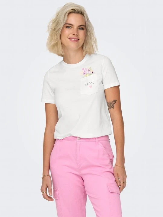 Zdjęcie produktu T-shirt z nadrukiem Only mleczny