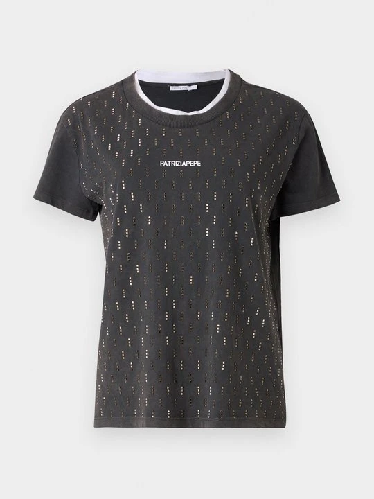 Zdjęcie produktu T-shirt z nadrukiem Patrizia Pepe ciemnoszary