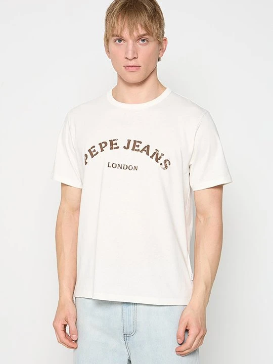 Zdjęcie produktu T-shirt z nadrukiem Pepe Jeans mleczny