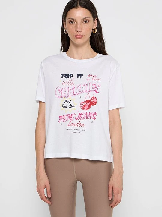 Zdjęcie produktu T-shirt z nadrukiem Pepe Jeans biały