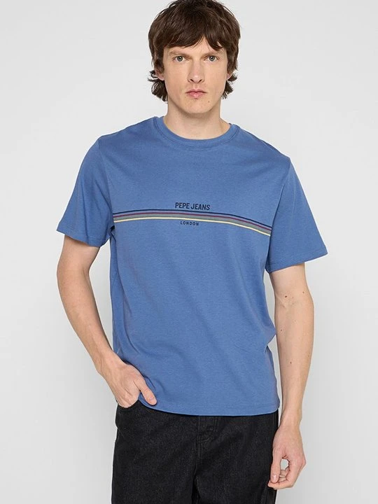 Zdjęcie produktu T-shirt z nadrukiem Pepe Jeans niebieski