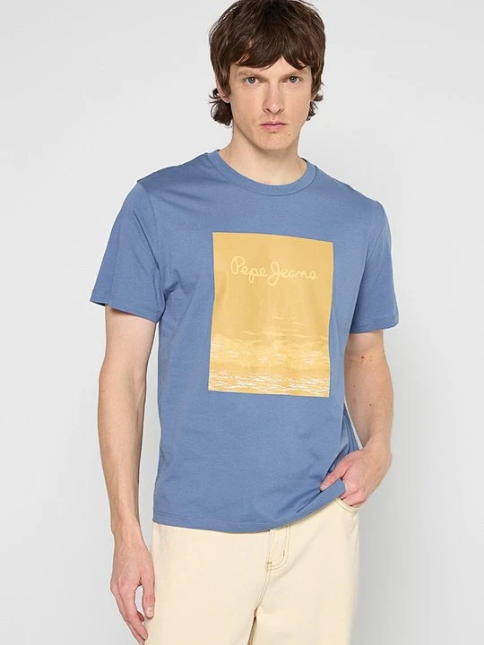Zdjęcie produktu T-shirt z nadrukiem Pepe Jeans niebieski