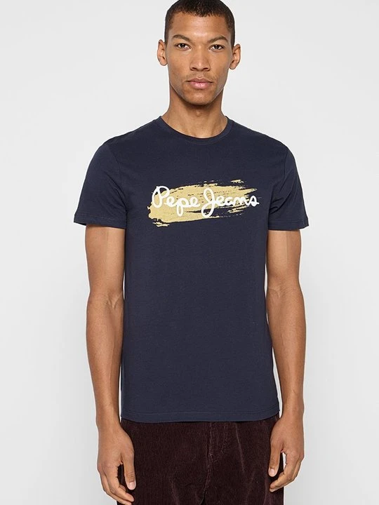 Zdjęcie produktu T-shirt z nadrukiem Pepe Jeans niebieski