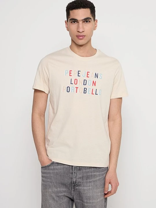 Zdjęcie produktu T-shirt z nadrukiem Pepe Jeans beżowy