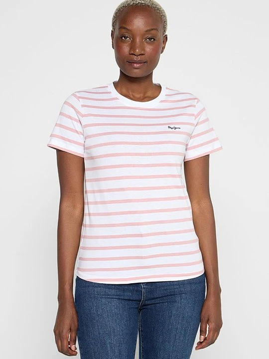 Zdjęcie produktu T-shirt z nadrukiem Pepe Jeans jasnoróżowy