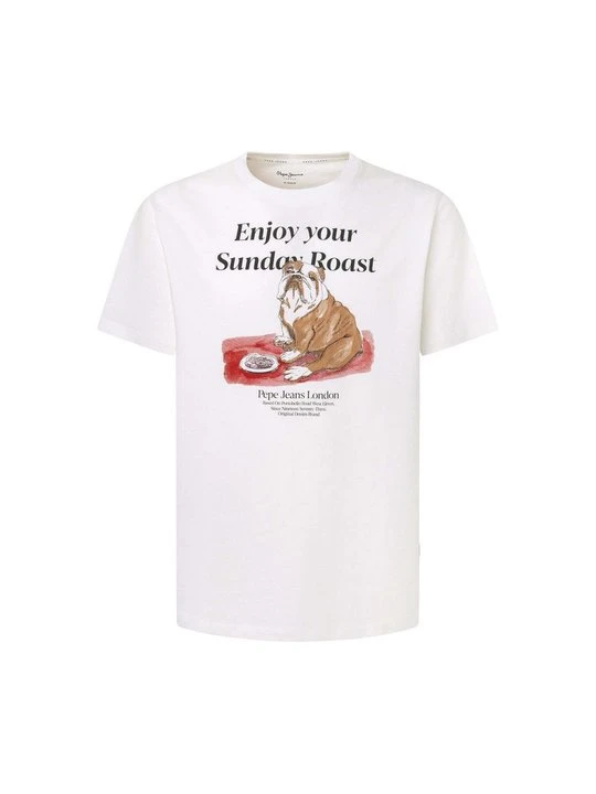 Zdjęcie produktu T-shirt z nadrukiem Pepe Jeans mleczny