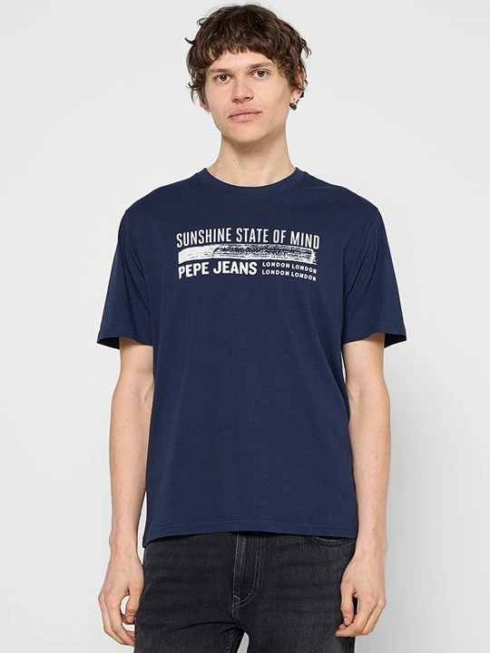 Zdjęcie produktu T-shirt z nadrukiem Pepe Jeans niebieski