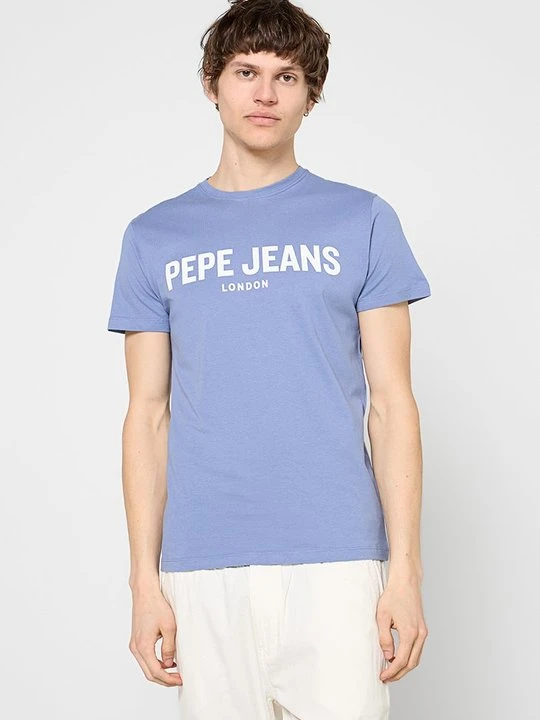 Zdjęcie produktu T-shirt z nadrukiem Pepe Jeans niebieski