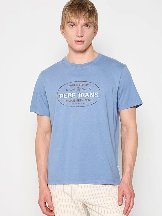Zdjęcie produktu T-shirt z nadrukiem Pepe Jeans jasnoniebieski