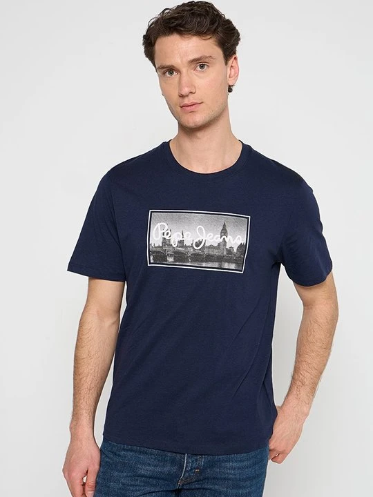 Zdjęcie produktu T-shirt z nadrukiem Pepe Jeans niebieski