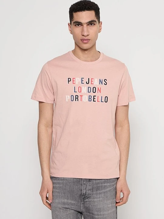 Zdjęcie produktu T-shirt z nadrukiem Pepe Jeans jasnoróżowy