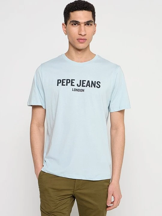 Zdjęcie produktu T-shirt z nadrukiem Pepe Jeans jasnoniebieski