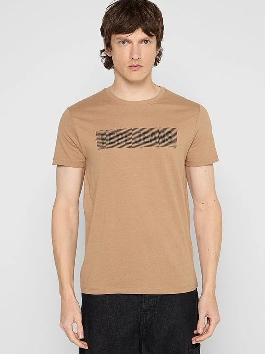Zdjęcie produktu T-shirt z nadrukiem Pepe Jeans brązowy